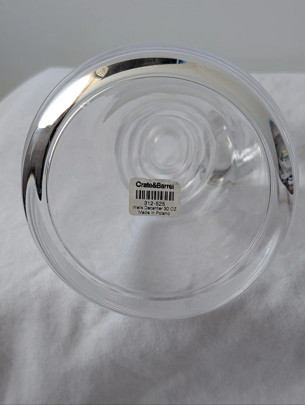 Crate&Barrel Krosno Poland Glass Wells Decanter with Stopper